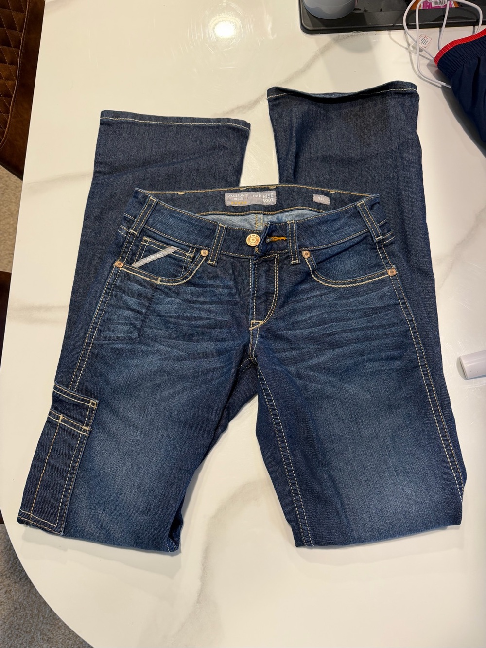 Dark Blue Women's Jeans - Classic Straight Leg - Picture 2 of 3